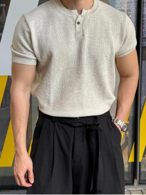 韓國🇰🇷3size單扣亨利領針織短袖『韓國連線』