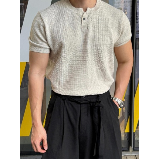 韓國🇰🇷3size單扣亨利領針織短袖『韓國連線』