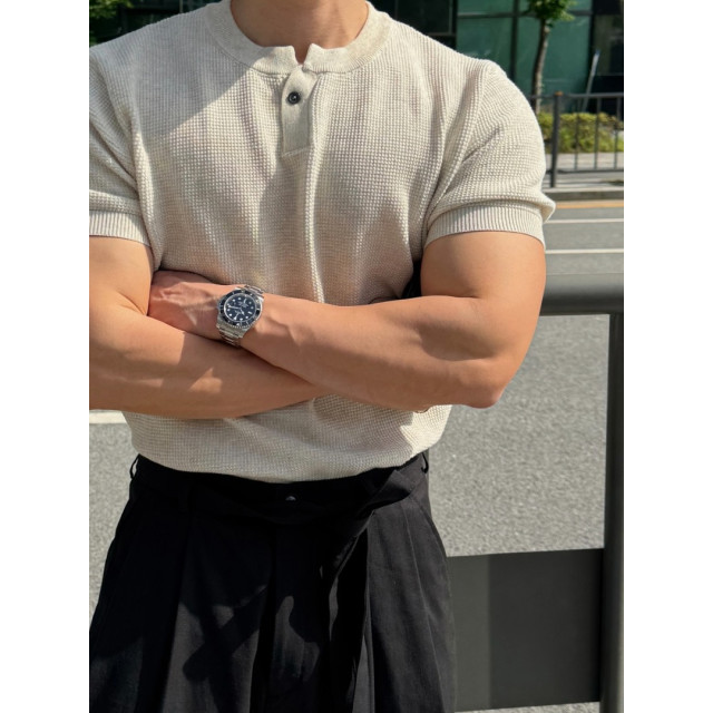 韓國🇰🇷3size單扣亨利領針織短袖『韓國連線』