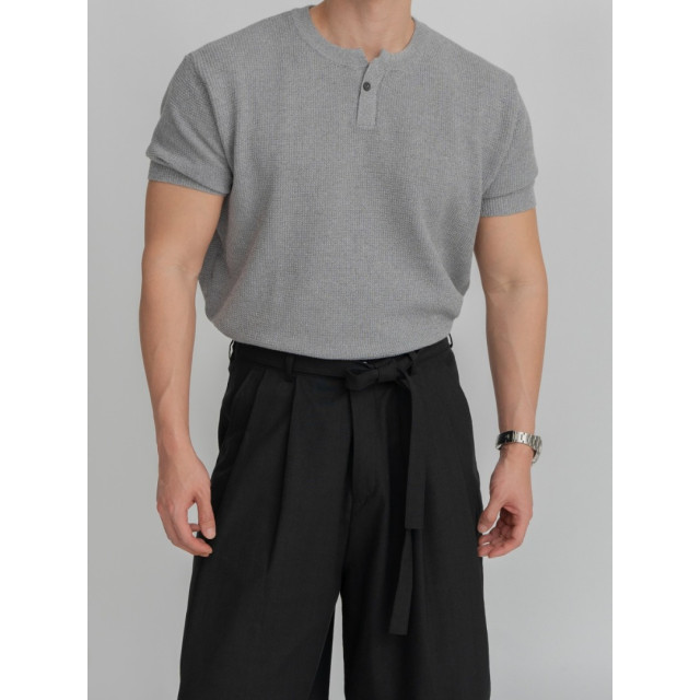 韓國🇰🇷3size單扣亨利領針織短袖『韓國連線』