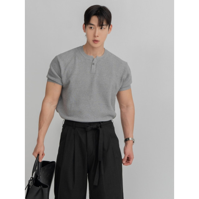 韓國🇰🇷3size單扣亨利領針織短袖『韓國連線』