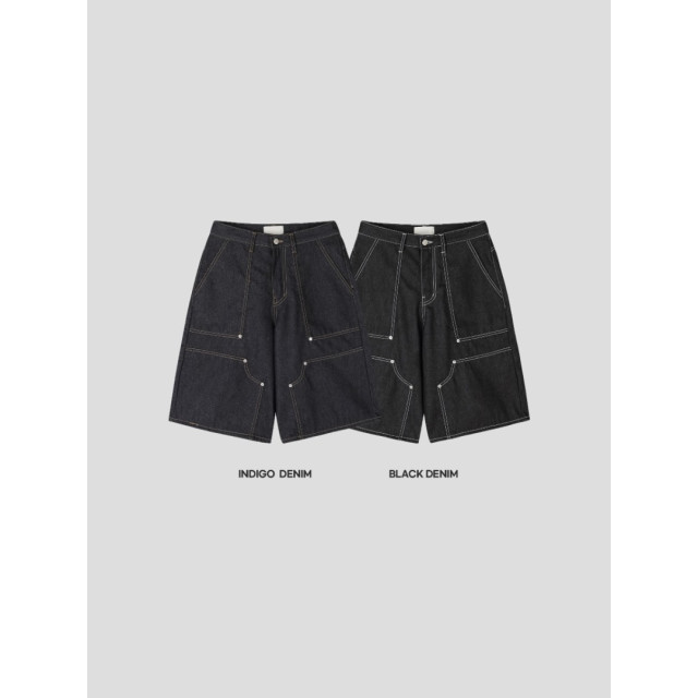 韓國🇰🇷重工過膝拼接線丹寧短褲『韓國連線』