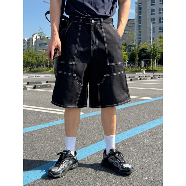 韓國🇰🇷重工過膝拼接線丹寧短褲『韓國連線』