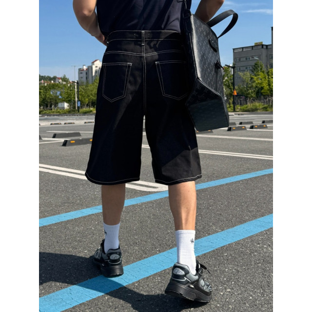 韓國🇰🇷重工過膝拼接線丹寧短褲『韓國連線』