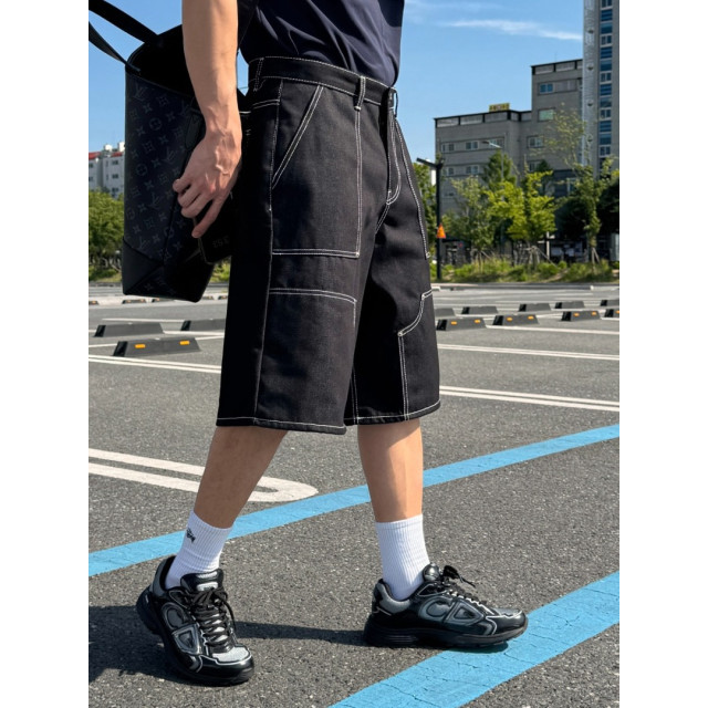 韓國🇰🇷重工過膝拼接線丹寧短褲『韓國連線』