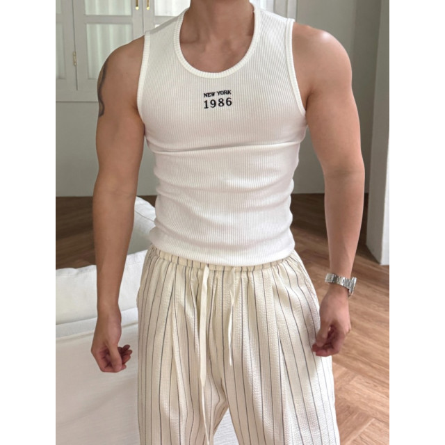 韓國🇰🇷3色1986NY線條顯壯背心『韓國連線』