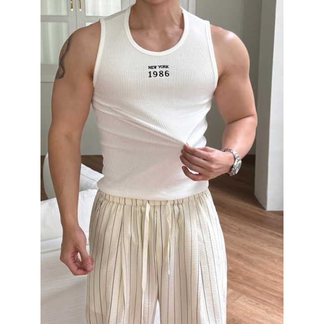 韓國🇰🇷3色1986NY線條顯壯背心『韓國連線』