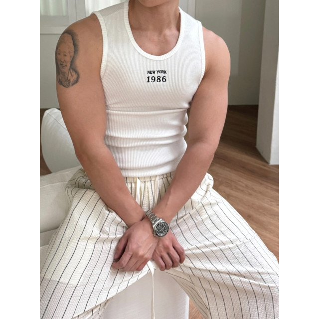 韓國🇰🇷3色1986NY線條顯壯背心『韓國連線』