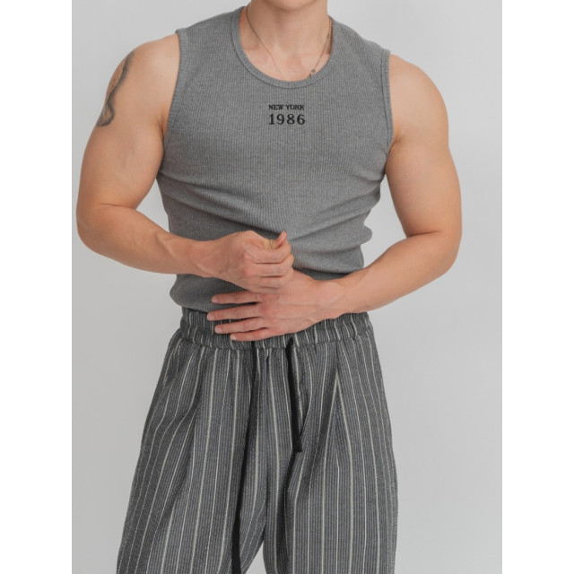 韓國🇰🇷3色1986NY線條顯壯背心『韓國連線』