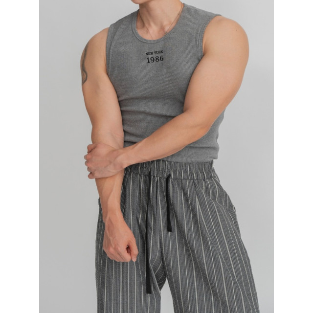 韓國🇰🇷3色1986NY線條顯壯背心『韓國連線』