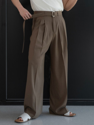 韓國🇰🇷薄款腰帶雙摺西裝褲『韓國連線』