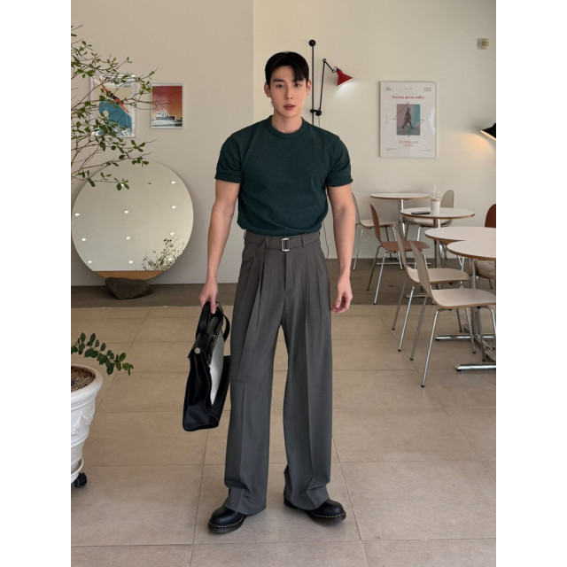 韓國🇰🇷薄款腰帶雙摺西裝褲『韓國連線』