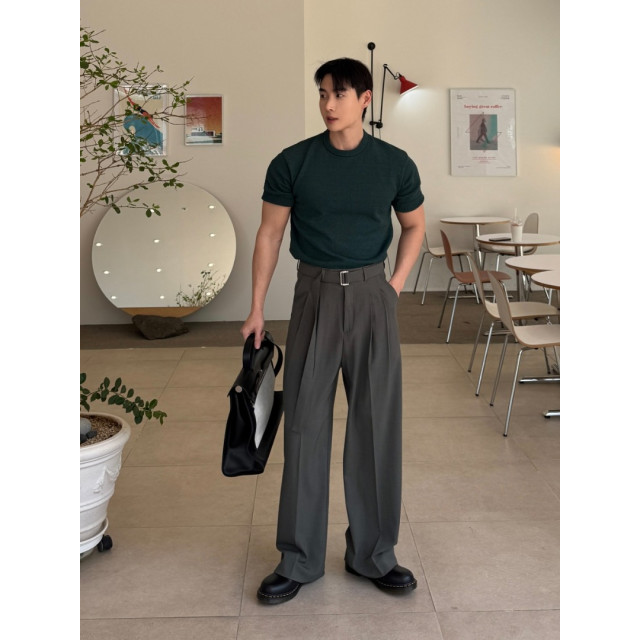 韓國🇰🇷薄款腰帶雙摺西裝褲『韓國連線』