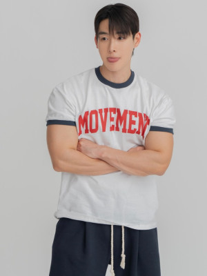 韓國🇰🇷圓領撞色印花合身短袖『韓國連線』