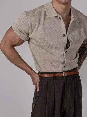 韓國🇰🇷4色亞麻混紡開襟針織襯衫『韓國連線』