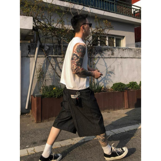 韓國🇰🇷直紋縫標丹寧短褲『韓國連線』