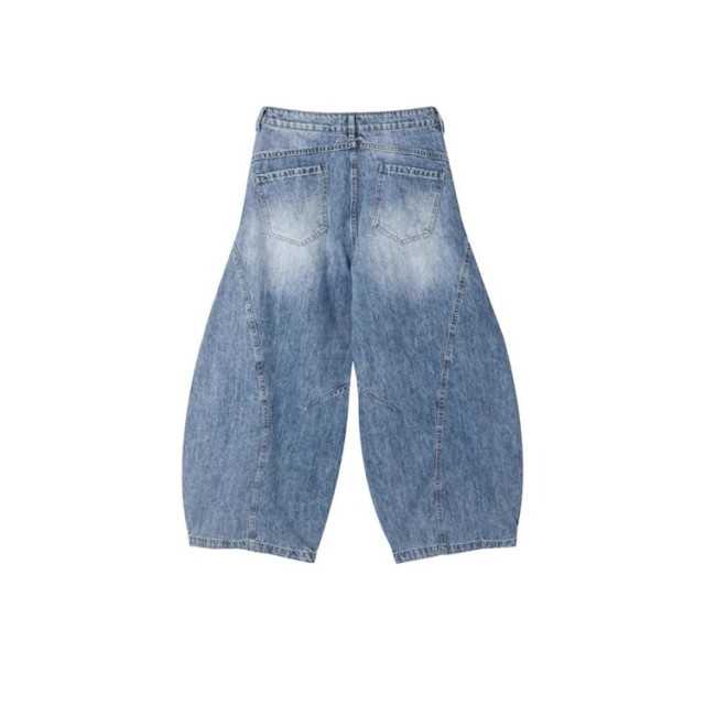 韓國🇰🇷拼接線刷破丹寧彎刀褲『韓國連線』