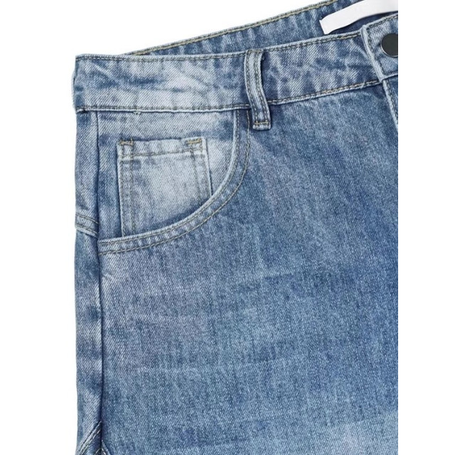 韓國🇰🇷拼接線刷破丹寧彎刀褲『韓國連線』