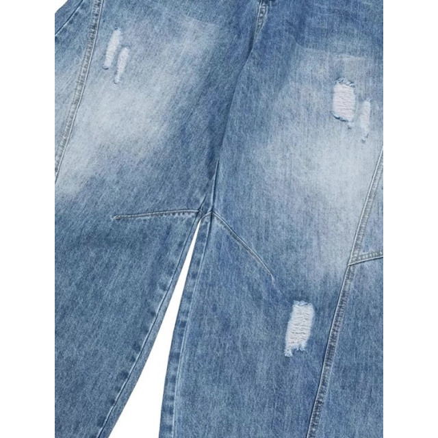 韓國🇰🇷拼接線刷破丹寧彎刀褲『韓國連線』