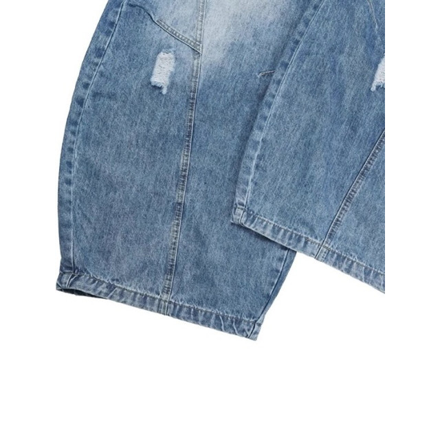 韓國🇰🇷拼接線刷破丹寧彎刀褲『韓國連線』