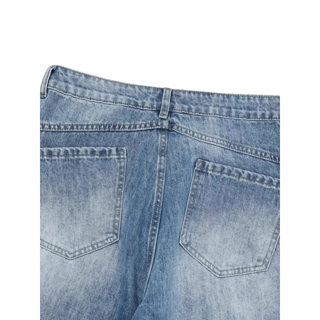 韓國🇰🇷拼接線刷破丹寧彎刀褲『韓國連線』