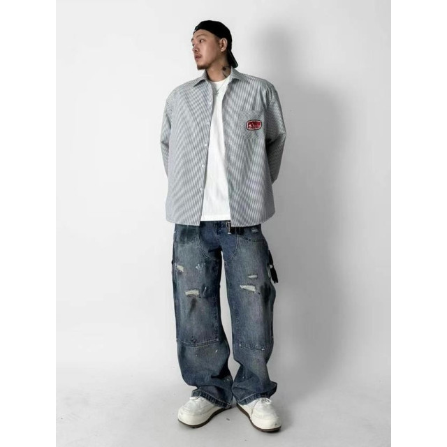 韓國🇰🇷POWERBATTERIES條紋長袖襯衫『韓國連線』