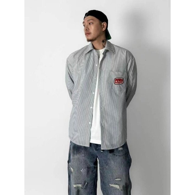 韓國🇰🇷POWERBATTERIES條紋長袖襯衫『韓國連線』