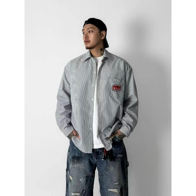 韓國🇰🇷POWERBATTERIES條紋長袖襯衫『韓國連線』