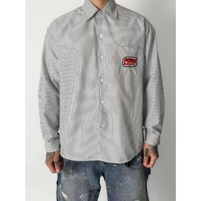 韓國🇰🇷POWERBATTERIES條紋長袖襯衫『韓國連線』