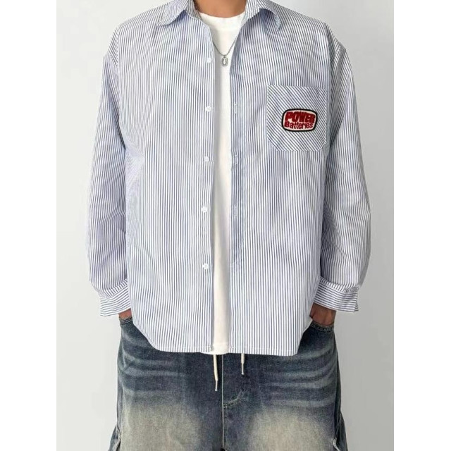 韓國🇰🇷POWERBATTERIES條紋長袖襯衫『韓國連線』