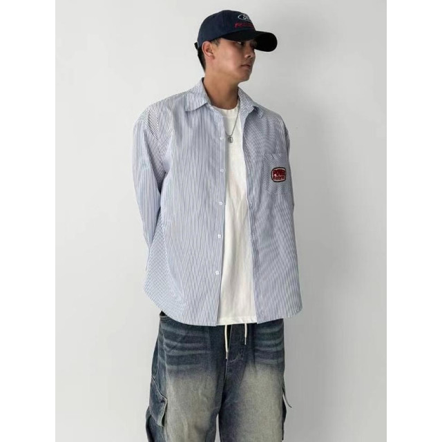 韓國🇰🇷POWERBATTERIES條紋長袖襯衫『韓國連線』