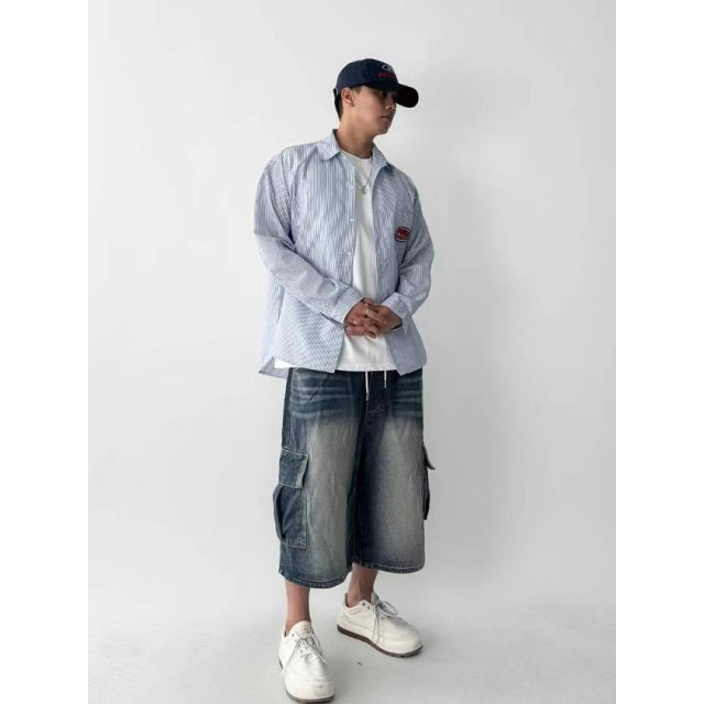 韓國🇰🇷POWERBATTERIES條紋長袖襯衫『韓國連線』