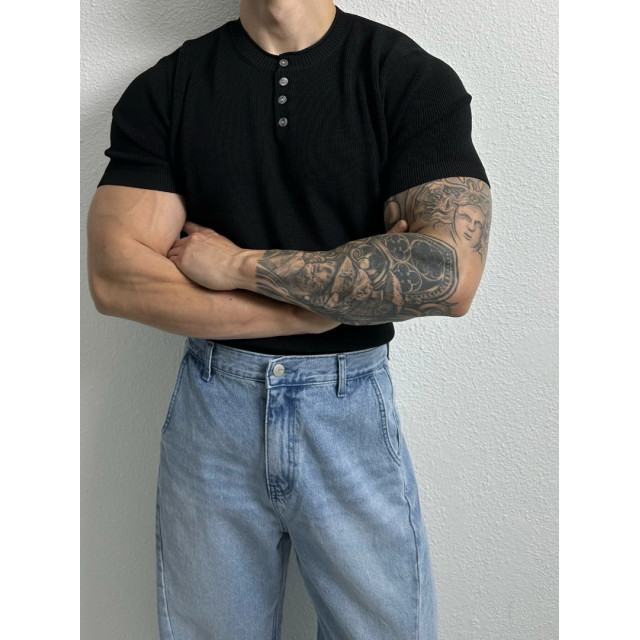 韓國🇰🇷4色薄款亨利領排扣針織短袖『韓國連線』