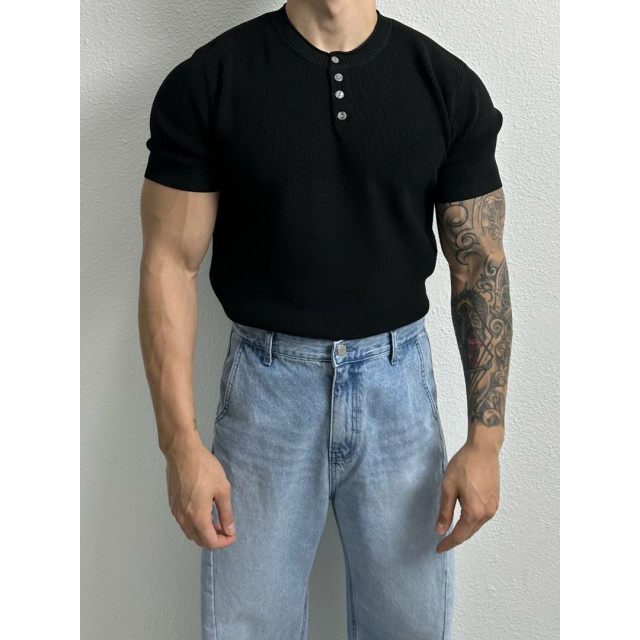 韓國🇰🇷4色薄款亨利領排扣針織短袖『韓國連線』