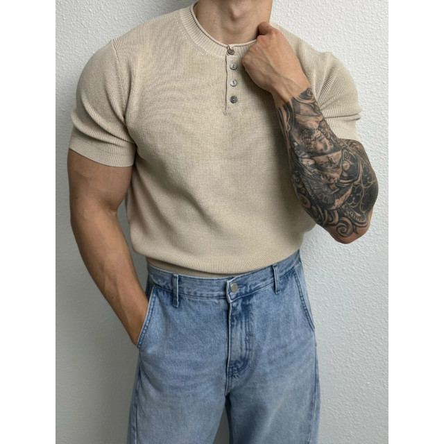 韓國🇰🇷4色薄款亨利領排扣針織短袖『韓國連線』