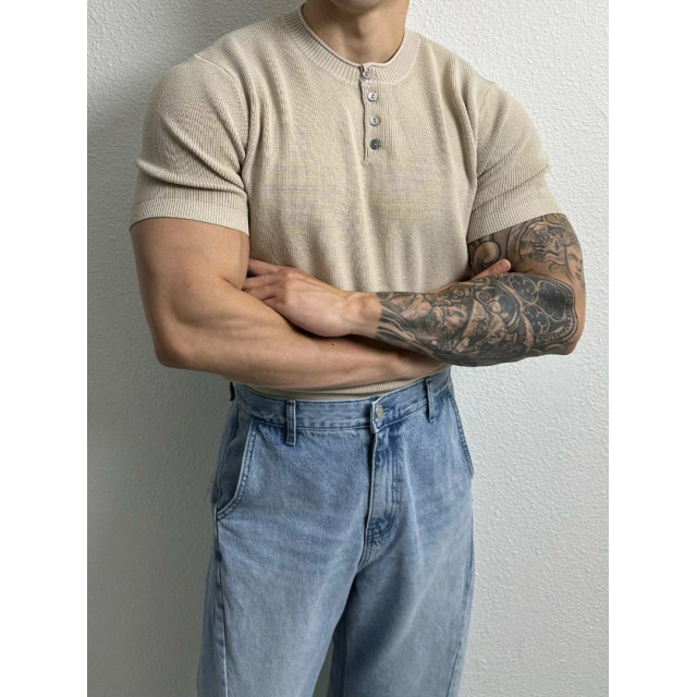 韓國🇰🇷4色薄款亨利領排扣針織短袖『韓國連線』