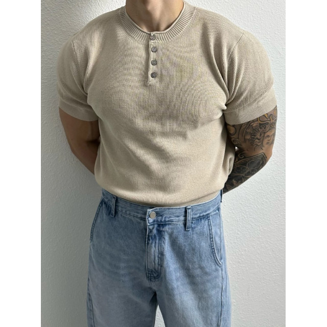 韓國🇰🇷4色薄款亨利領排扣針織短袖『韓國連線』