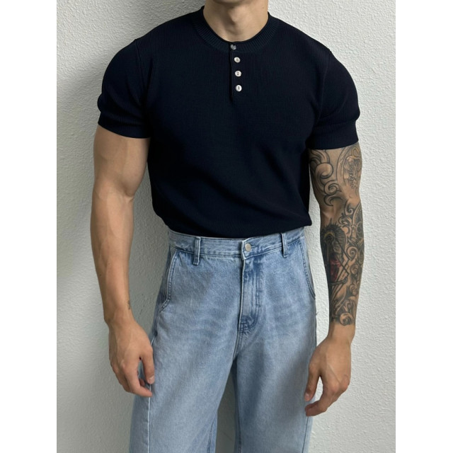 韓國🇰🇷4色薄款亨利領排扣針織短袖『韓國連線』