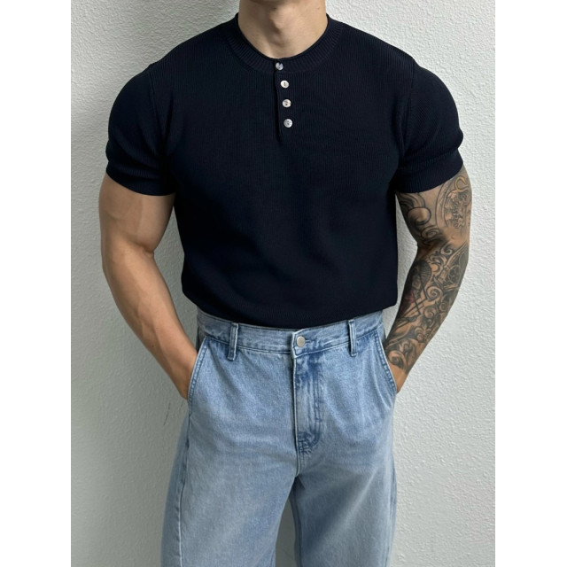 韓國🇰🇷4色薄款亨利領排扣針織短袖『韓國連線』