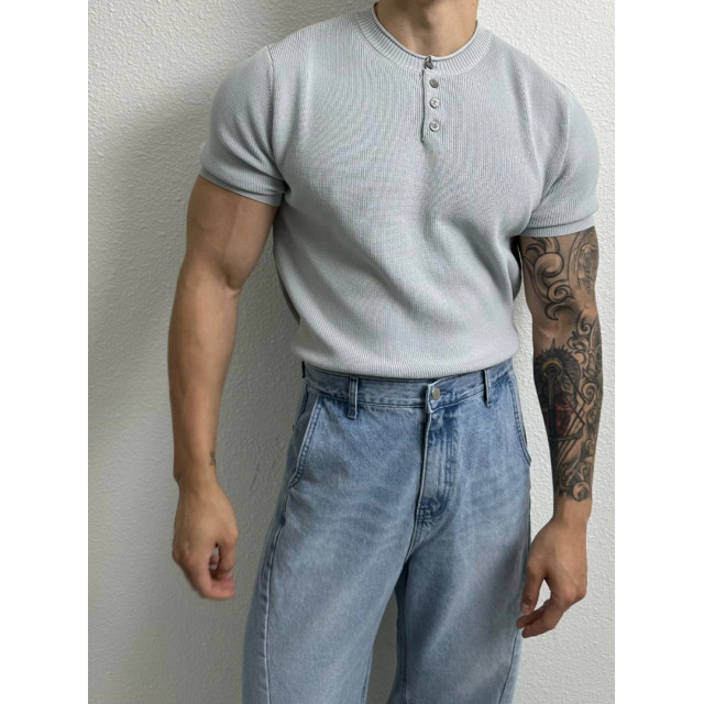 韓國🇰🇷4色薄款亨利領排扣針織短袖『韓國連線』