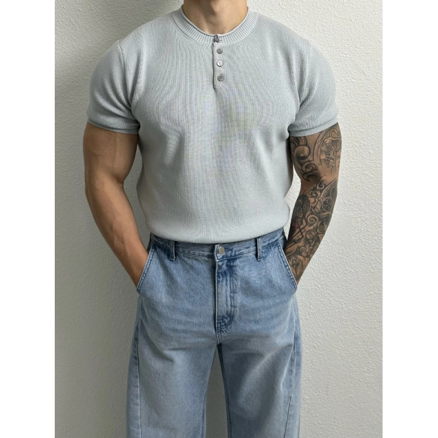 韓國🇰🇷4色薄款亨利領排扣針織短袖『韓國連線』