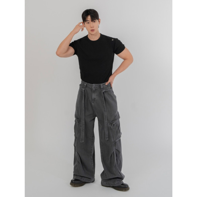 韓國🇰🇷寬鬆腰帶水洗工裝褲『韓國連線』