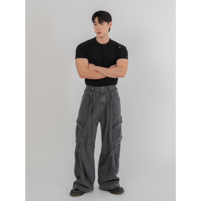 韓國🇰🇷寬鬆腰帶水洗工裝褲『韓國連線』