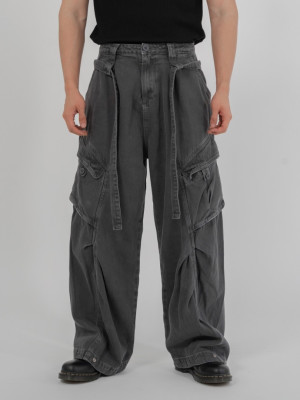 韓國🇰🇷寬鬆腰帶水洗工裝褲『韓國連線』