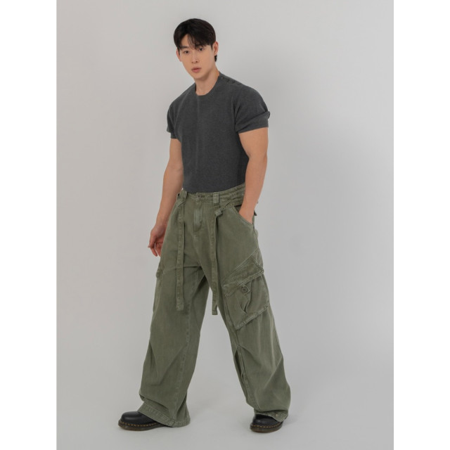 韓國🇰🇷寬鬆腰帶水洗工裝褲『韓國連線』