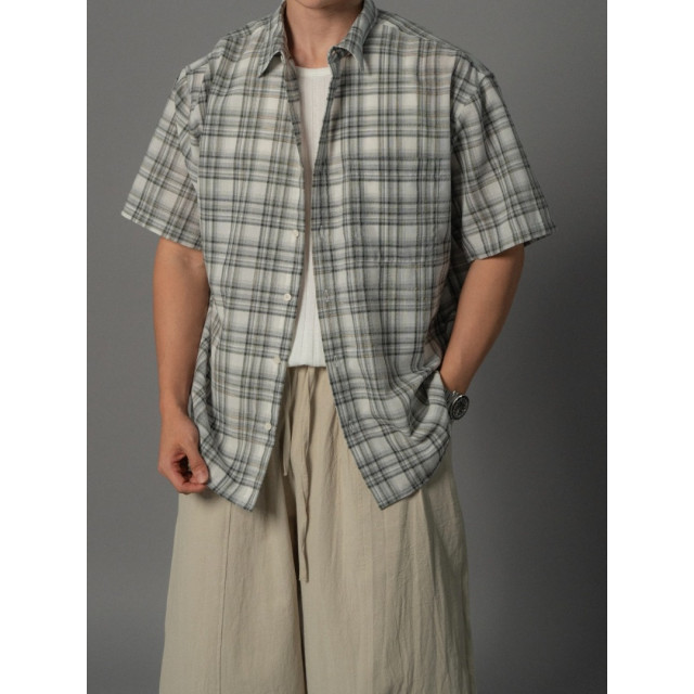 韓國🇰🇷6色夏季薄款格紋短袖襯衫『韓國連線』