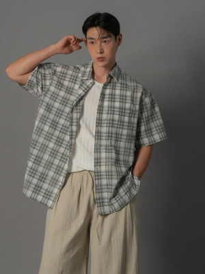 韓國🇰🇷6色夏季薄款格紋短袖襯衫『韓國連線』