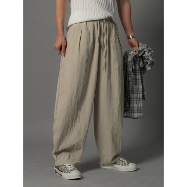 韓國🇰🇷4色亞麻雙摺痕彈性寬褲『韓國連線』