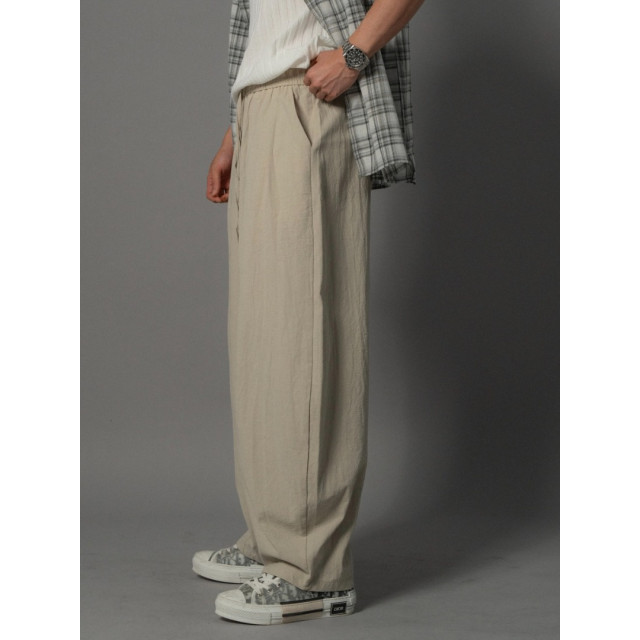 韓國🇰🇷4色亞麻雙摺痕彈性寬褲『韓國連線』