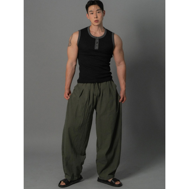 韓國🇰🇷4色亞麻雙摺痕彈性寬褲『韓國連線』